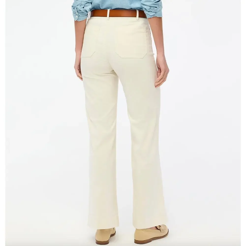J.Crew Lizzie High Rise Patch Pocket Wide Leg Pant Classic Natural US 32 NWT
